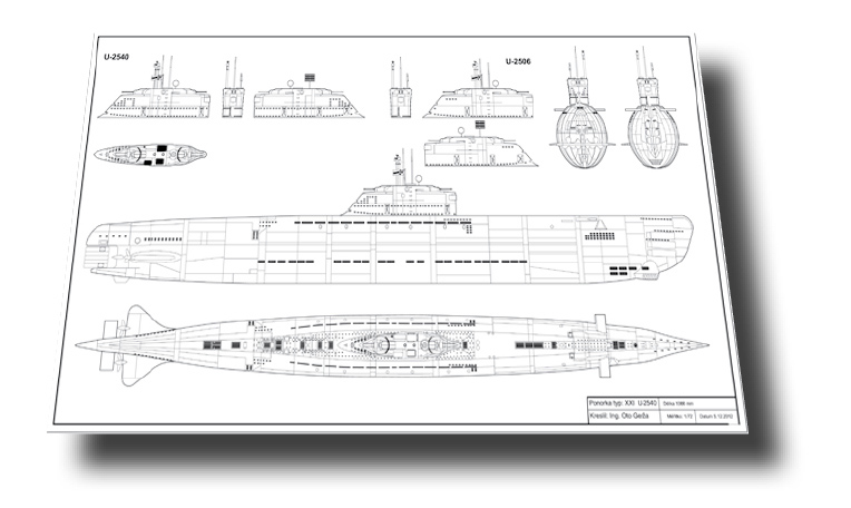 U-boot kit typ: XXI U-2540/Wilhelm Bauer 1/72